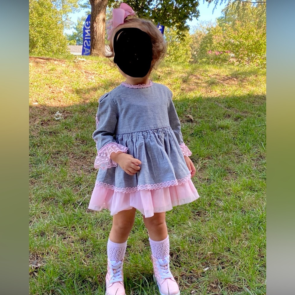 Charming Pink and Gray Kids Formal Dress